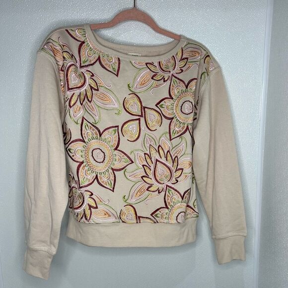 Anthropologie Tiny Helena Embroidered Floral Boho Pullover Sweater size XS - Picture 2 of 5